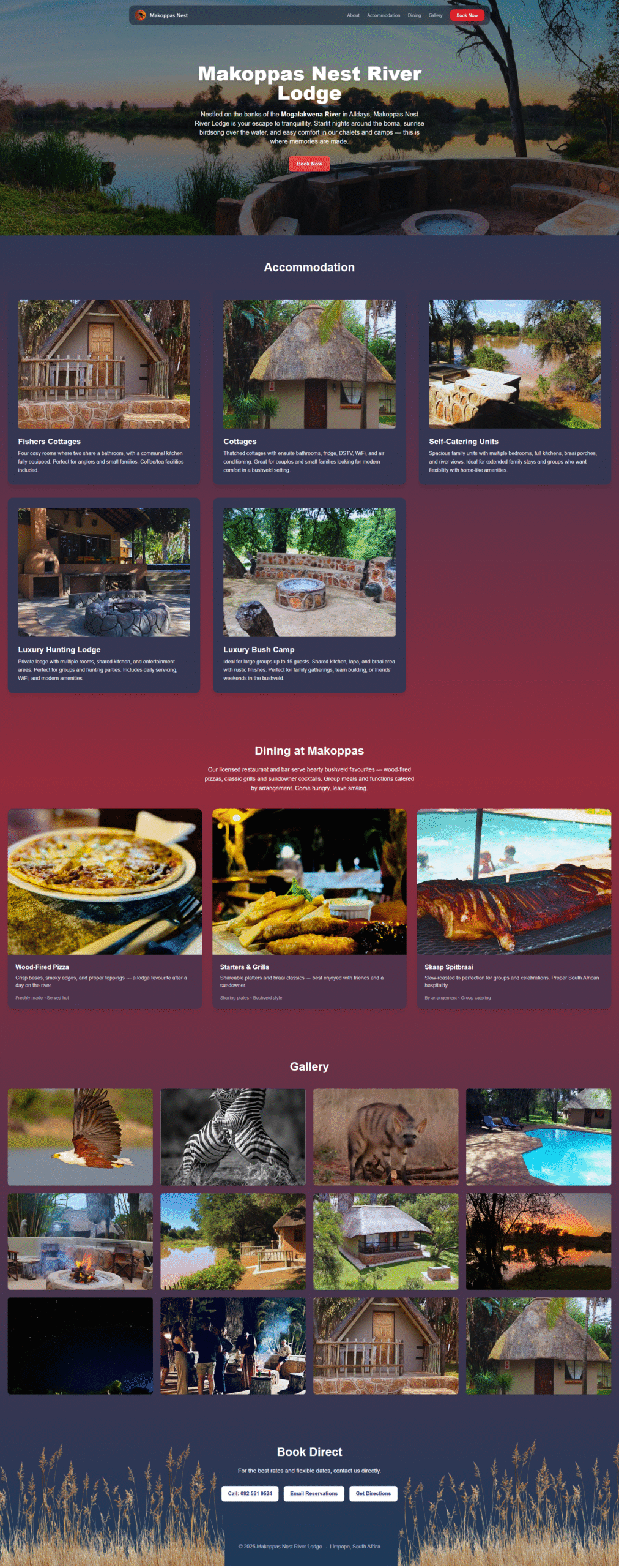 Makoppas Nest homepage preview